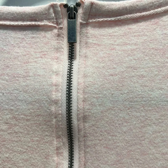Marled Blush Pink Sweatshirt with Eyelet Lace at Hem. Zippered back.‎ Size Small - Picture 3 of 8